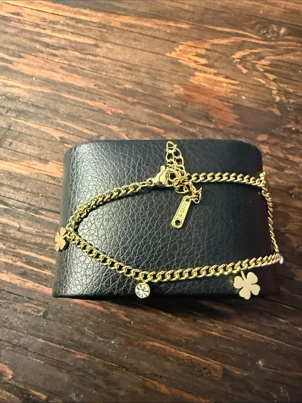 Gold Plated On Stainless Dainty Clover Charm Bracelet - Women Accessories